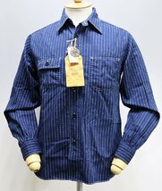 SugarCane (シュガーケーン) Wabash Stripe Work Shirt / ウォバッシュストライプ ワークシャツ sc25551 未使用品 ネイビー size M_画像2