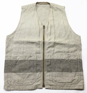 Nigel Cabourn (ナイジェルケーボン) BEAN SACK BORDER VEST - HEMP LINEN / ビーンサック ボーダーベスト #80460070005 美品 size 46