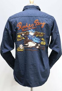 Studio D'artisan ( stereo . Dio daruchi The n) Lot 5647 Embroidered Work Shirt / embroidery work shirt beautiful goods navy size 38(M)