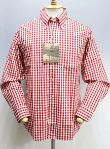 Workers K&T H MFG Co (wa- The Cars ) Modified BD Shirt / button down shirt unused goods Red Gingham Broad Cloth size 15 / Broad Cross 