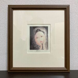 【真作保証】高橋潮「雪あかり」メゾチント 直筆サイン 美人 版画 絵画