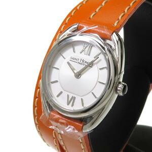 SAINT HONORE/ Saint Honore Charisma blur Swatch unused wristwatch stainless steel / leather quarts silver orange lady's 