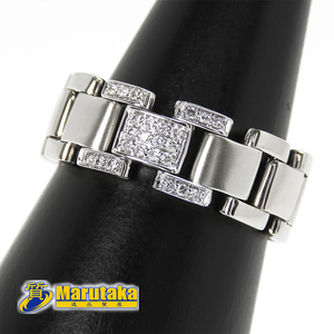  free shipping K18WG diamond ring 18 number ring 18 gold white gold koma ring shop front delivery possible excellent article pawnshop circle height 23-59-4