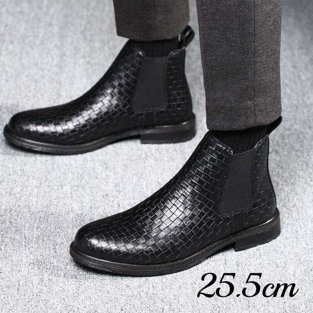 紳士靴「グッチ (GUCCI) 革製 黒 サイドゴア ブーツ サイズ42E maid in