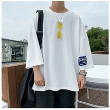 XL 白 メンズ ビッグ オーバーサイズ Tシャツ 半袖 韓国 ストリート 夏 ホワイト オシャレ 涼しい サラサラ かっこいい シンプル 薄め 10_画像2