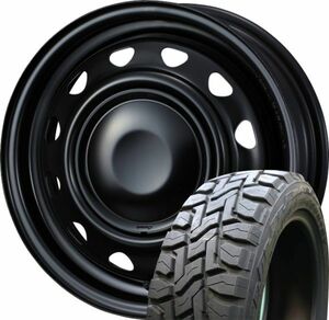 ◆新品オープンカントリーR/T155/65R14インチ付4本 4.5J+45 4H/100&114.3 ウェッズ ネオキャロ N-BOX ウェイク ピクシスメガ デイズ BLK