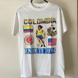 レア★ 90's Printed T-shirt COLOMBIA ENROUTE TO’94 J Ukstin & Aitock Sports1991 プリントＴシャツ　90年代　サッカー　Sサイズ