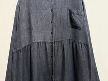 1980's〜90's vintage kiko comfortable clothing linen fabric front button long dress ユーロビンテージ フランスリネン ブラックリネン_画像2