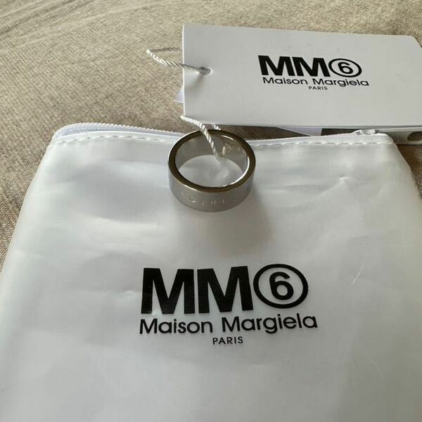 4新品 メゾンマルジェラ MM6 ブランドロゴ リング シルバー ポリッシュ 指輪 23SS size 4 13号 Maison Margiela 6レディース アクセサリー