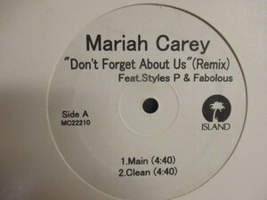 Mariah Carey ： Don't Forget About Us Remix F. Styles P & Fabolous 12'' c/w Sprung (( 落札5点で送料当方負担