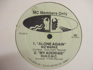 Biz Markie ： Alone Again 12'' c/w Run DMC - Walk This Way( Extended 9 Min. Version ) (( D.M.C. / 落札5点で送料当方負担