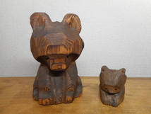 昭和レトロ　木彫り　熊　クマ　大小　２個　ビンテージ_画像2