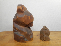 昭和レトロ　木彫り　熊　クマ　大小　２個　ビンテージ_画像8