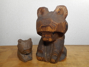 昭和レトロ　木彫り　熊　クマ　大小　２個　ビンテージ