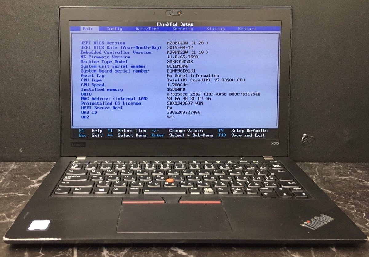 JChere雅虎拍卖代购：JXJK3566【ジャンク】Lenovo ThinkPad X280/