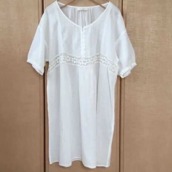 chocol raffine*robe*ホワイトプルオーバーワンピ