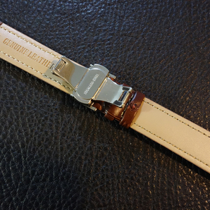 ◆D-Buckle Watch Belt◆ クロコ型押しCalf Leather 19mm 強力撥水 BROWN 新品 バネ棒 バネ棒外し付 本革 茶 Stainless 腕時計ベルトの画像3