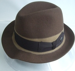 秋冬 ボルサリーノ Borsalino フェルト ハット 中折れ帽 帽子 59㎝ 未使用品 ブラウン 茶系 税込定価 25.300円 イタリー製