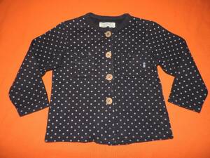 *BeBe. polka dot print navy button attaching long sleeve *95 centimeter * Bebe *