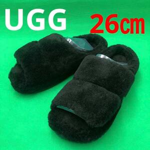 UGG(アグ)Fluff That　フラッフザット　26cm　ブラック　定価17600円★新品 送料無料★サンダル スリッパ シープスキン　5260635