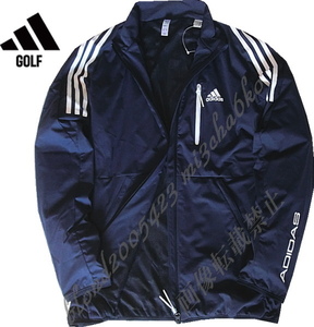 ■新品【adidas GOLF】アディダスゴルフ 撥水・防風 スリーストライプス ストレッチ フルジップ ジャケット■NV/2XL