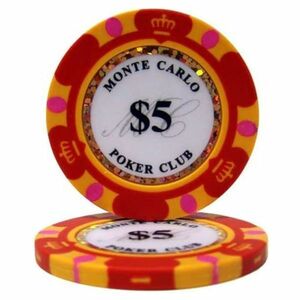 25枚セット $5 ポーカーチップ モンテカルロ カジノ コイン クレイ プラスチック ゴルフ ボール マーカーグリーンマーカー ギャンブル
