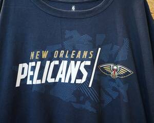 送料370円可★USA古着Fanatics★NBAプリントTシャツ★バスケットボールNEWORLEANS PELICANS★ゆったりビッグサイズ2XL★コットン100%紺色