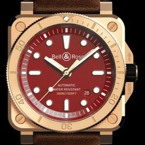 値下げ 希少 Bell&Ross ベルアンドロス BR03-92 DIVER BURGUNDY BRONZE 純正レザーベルト