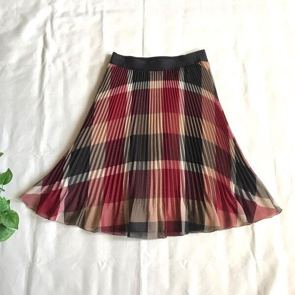 BLUE LABEL CRESTBRIDGE ブルーレーベルクレストブリッジ プリーツスカート チェック レッド系 S