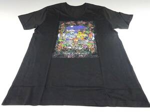 ◆(NA) 【未使用】RISE A NEW AGE HELL VOICE HELL GUITAR Tシャツ フリーサイズ？髑髏 キノコ Vネック ファッション雑貨