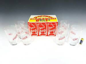 ◆(NA) ①【未使用】昭和レトロ 当時物 コカ・コーラ ワールドグラス 6個 デッドストック Coca Cola 企業物 食器 グラス タンブラー 箱入り
