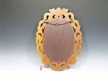 ◆(KN) 木製 鏡 壁掛け 立て掛け スタンド ウッドミラー ウォールミラー 高さ50㎝ 木枠 木彫り 彫刻 アンティーク インテリア雑貨_画像2