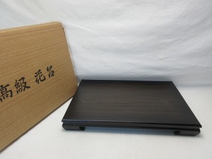 507792 【 美品 華道具 唐木黒檀 花台 四足 香炉台 盆栽台 飾り台 紙箱 】 検) 床の間 置台 盆栽台 供物台 仏具 和家具 伝統工芸 ⅲ 