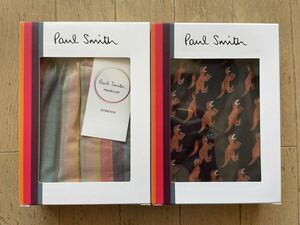 即決！ポールスミス！PAUL SMITH 布帛トランクス 2枚組 恐竜柄 ブラック&ストライプ柄 オレンジ L