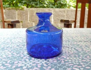 エリックホグラン ガラス ベース 花瓶 気泡 コバルト ブルー サイン アートピース Erik Hoglund BODA 北欧 スウェーデン コスタ ボダ