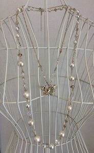  Anna Sui * necklace 2 pcs set * butterfly brooch & bracele * pearl 