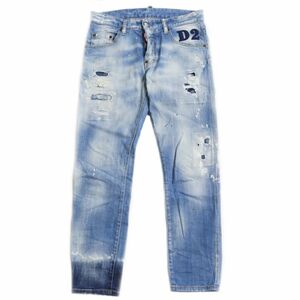 【ドンドン見直し】美品●21SS DSQUARED2 ディースクエアード S74LB0851 クラッシュデニムパンツ インディゴブルー 46 イタリア製 正規品