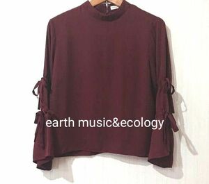 【USED】 earth music&ecology ハイネックシフォンブラウス フリーサイズ ボルドー