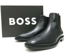 新品★HUGO BOSS ヒューゴボス★サイドゴア ショートブーツ★イタリア製★UK7 US8★ブラック レザー★LisbonW_cheb_bu_画像1