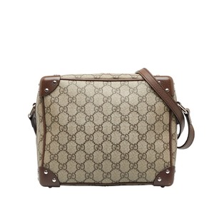 グッチ GGスプリーム 斜め掛け ショルダーバッグ 626363 ベージュ ブラウン PVC レザー レディース GUCCI 【中古】