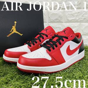 即決 ナイキ エアジョーダン 1 ロー NIKE AIR JORDAN 1 LOW AJ1 メンズ スニーカー 赤 白 黒 27.5cm 送料込み 553558-163