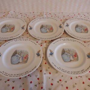 C9 Wedgwood『ウエッジウッド★ピーターラビット 旧刻印 直径25cmプレート~5枚セット 英国製』~箱なし