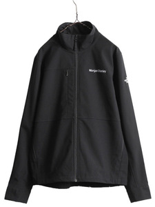 US企画 ノースフェイス ソフトシェル ジャケット メンズ L The North Face アウトドア ジップアップ ブルゾン 防風 撥水 薄手 企業ロゴ 黒