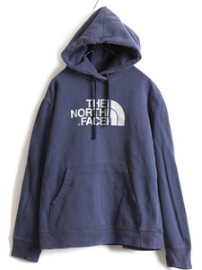 ノースフェイス プリント スウェット フード パーカー メンズ L 古着 The North Face プルオーバー 裏起毛 トレーナー アウトドア スエット