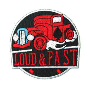 アイロンワッペン LOUD & FAST フォード モデルA 車 アンティークト デザイン 簡単貼り付け アップリケ 刺繍 裁縫