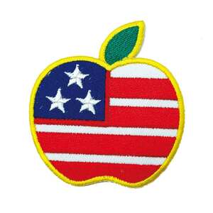 アイロンワッペン Apple USA アメリカ かわいい アップル リンゴ 簡単貼り付け アップリケ 刺繍 裁縫