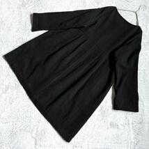 【nest Robe】ネストローブ ウールリネン オーバーサイズ ビッグサイズ ノーカラー ロングワンピース ワンピースコート コート Fサイズ 黒_画像3