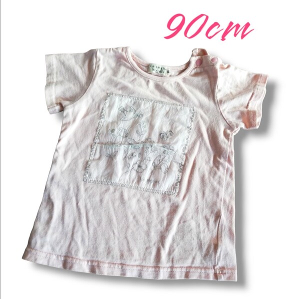 【古着】レース 花 Tシャツ 半袖 パステルカラー 子供服 ベビー 90㎝ 半袖Tシャツ