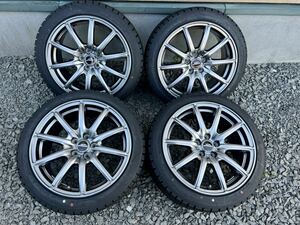 美品 バリ溝 215/45R17 シュナイダー 17インチ 8J +47 PCD100 グッドイヤー アイスナビ6