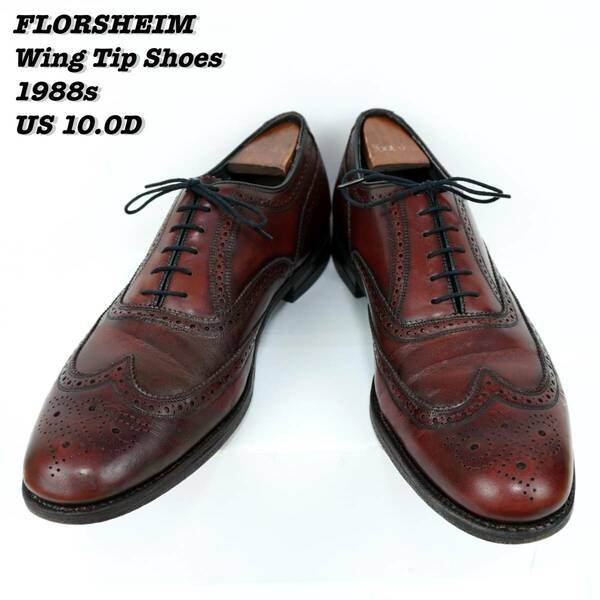 FLORSHEIM Wing Tip Shoes 1988s US10.0D Vintage フローシャイム ウィングチップ 革靴 レザーシューズ フルブローグ 1980年代